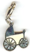 Sterling Silver 16x15mm Baby Carriage Pendant